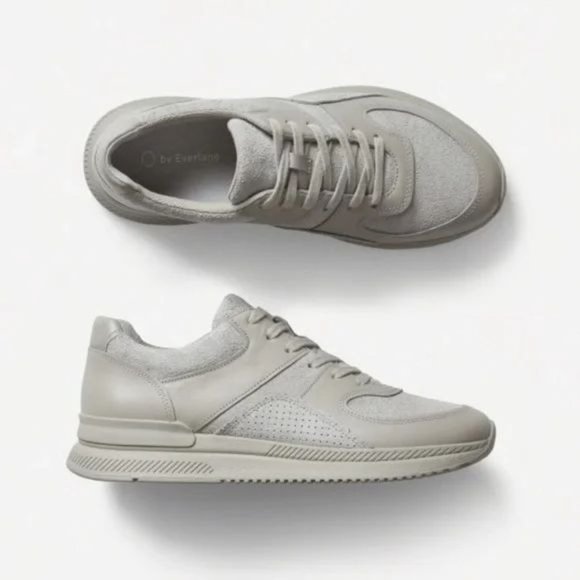Everlane The Trainer Suede Leather Lace Up Sneakers Grey - Picture 2 of 9